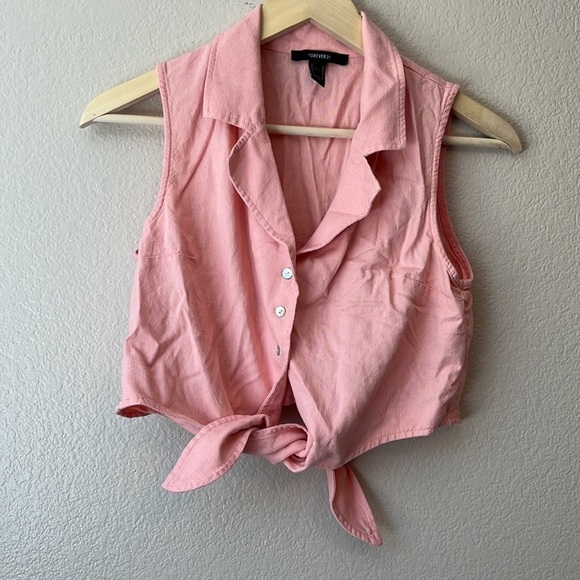 Forever 21 Cropped Bottom Up Blouse Pink size extra small - Picture 2 of 6